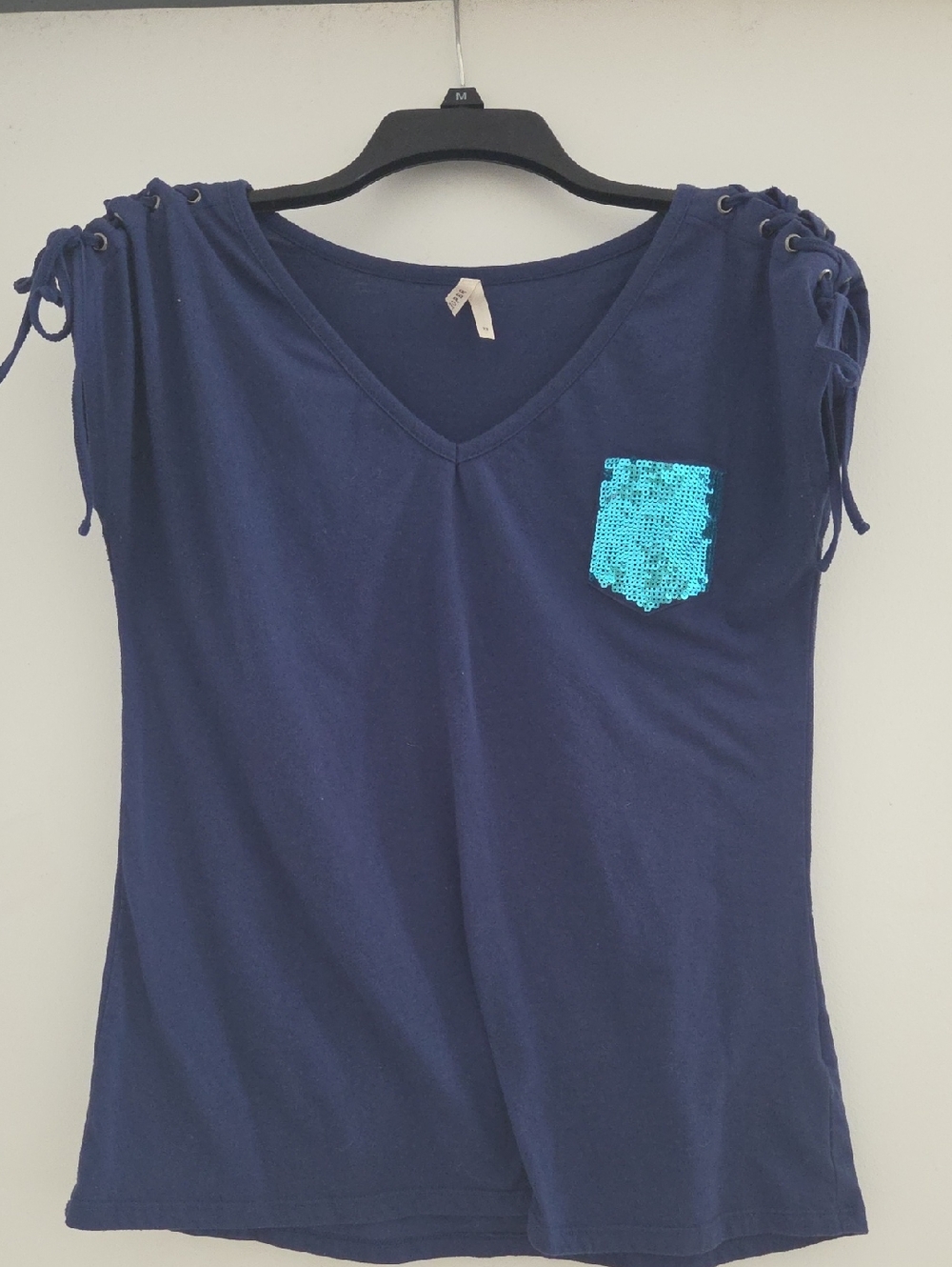 Roper Navy Crewneck Tee with Branded Tag
